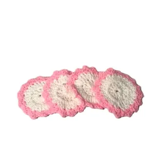 Photo of NWT Pink White Handmade Crocheted Facial Scrubbies by Dawny Set of 4