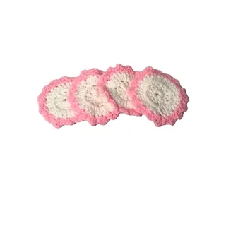 Photo of NWT Pink White Handmade Crocheted Facial Scrubbies by Dawny Set of 4
