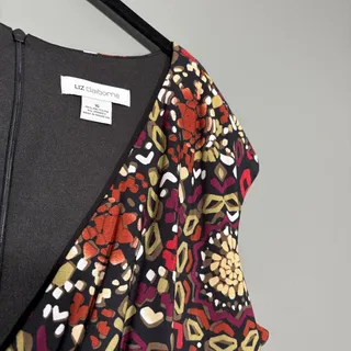 Photo of Liz Claiborne Earth Tone Y2K Dress Floral Faux Wrap - 16 - Women's Plus Size