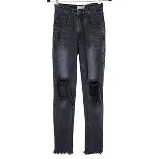 Photo of One Teaspoon Black Women's Awesome Baggies Distressed Cotton Jeans Size 24