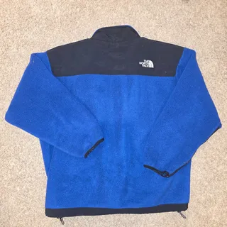 Photo of EUC The North Face retro Denali jacket in blue and black colorway, sz youth L