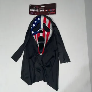 Photo of SCREAM MOVIE PATRIOTIC FLAG GHOST FACE MASK WITH HOOD COSTUME 2021 NWT