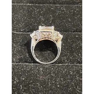Photo of Princess Cut Center Stone Sterling Silver Cubic Zirconia Pink Engagement Ring 8