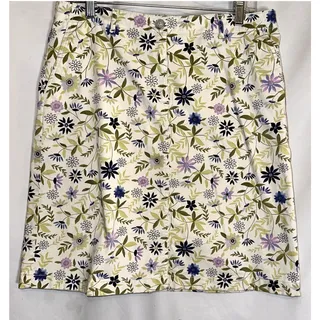 Photo of J Jill Skirt Women's Size 8 Ivory Floral Cotton Stretch Live in Chino Pencil