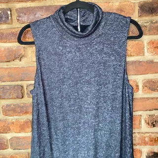 Photo of Philosophy Grey Space Dye Sleeveless Turtleneck Mini Dress Women's Size Large