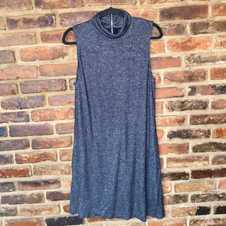 Photo of Philosophy Grey Space Dye Sleeveless Turtleneck Mini Dress Women's Size Large