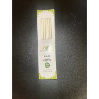 Photo of New 8 Packs 400 Total BioGreenChoice Paper Straws 7.75" x 0.23" White