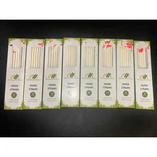Photo of New 8 Packs 400 Total BioGreenChoice Paper Straws 7.75" x 0.23" White