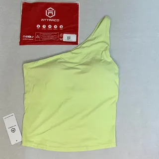 Photo of Attraco Women's One Shoulder Ruched Cropped Sports Tank Top