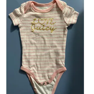 Photo of Juicy Couture Pink Striped Bodysuit Infant Girls Size 0/3 Months Short Sleeves