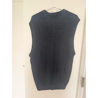 Photo of Vintage Ivy Crew Classics Cotton Grandpa Cardigan Sweater Vest L Navy Dad