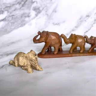 Photo of Vintage Elephant Figurine Lot Stone India Wood Pencil Sharpener Mexico Ceramic 4pc