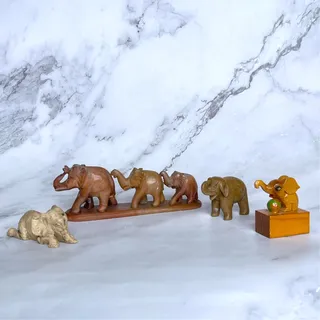 Photo of Vintage Elephant Figurine Lot Stone India Wood Pencil Sharpener Mexico Ceramic 4pc