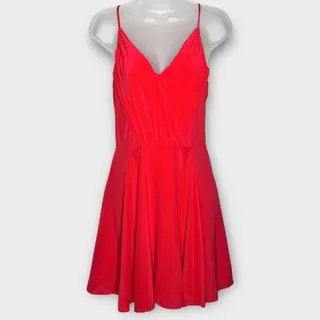 Photo of YUMI KIM coral orange 100% silk a line spaghetti strap dress size small cocktail