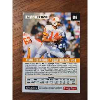 Photo of Vinny Testaverde 1992 Skybox Primetime #6 - Tampa Bay Buccaneers-NFL -Fresh Pull