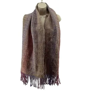 Photo of Tweed Fringed Scarf Oversized Purple Tan Pink