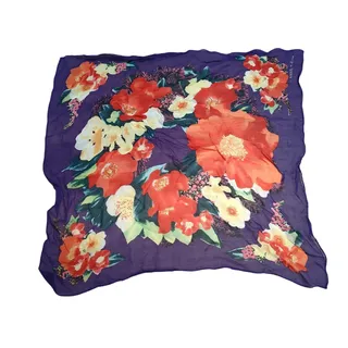 Photo of Vintage Anne Klein Bold Floral Print Silk Semi Sheer Scarf