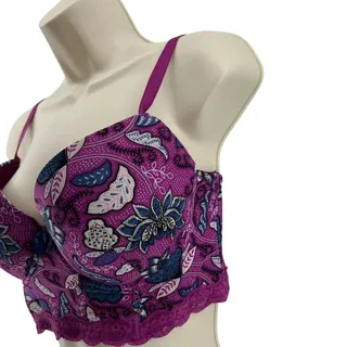 Photo of Adore Me Meissa Magenta Purple Floral Lace Trim Push-Up Bra 34DD