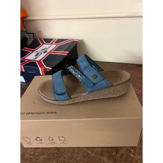 Photo of Orthofeet Womens Slide Sandals Blue Size 8 with Box