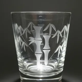 Photo of Vintage Sasaki Noritake Bamboo Etched Rocks Glasses Set 6-MCM-Japan-Barware