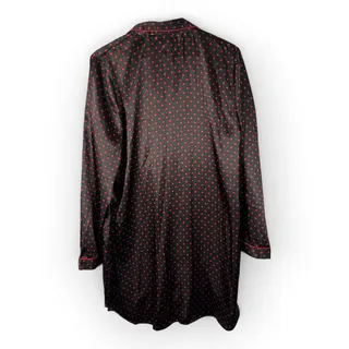 Photo of Jonquil Satin Sleep Shirt Womens Large Black Red Quatrefoil Red Clove Nightgown