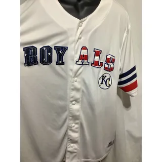 Photo of Kansas City Royals MLB Patriotic Jersey XL White Stars Stripes Baseball Button