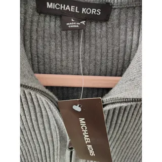 Photo of NEW Michael Kors Quarter-Zip Mens XL Gray Pullover Sweater Logo Long Sleeve