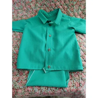 Photo of Amish Handmade Baby Boys Green Dress Shirt Diaper Cover