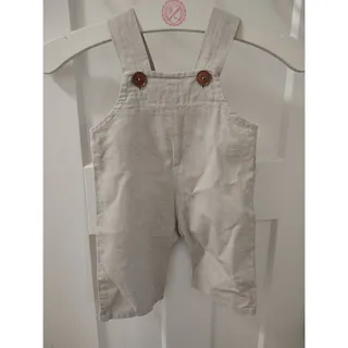 Photo of Amish Handmade Baby Toddler Boys Beige Linen Overalls