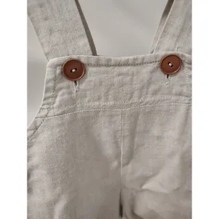 Photo of Amish Handmade Baby Toddler Boys Beige Linen Overalls