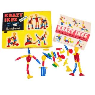 Photo of Vintage Krazy Ikes Plastic Building Set Whitman In Box Complete With Guide 1954