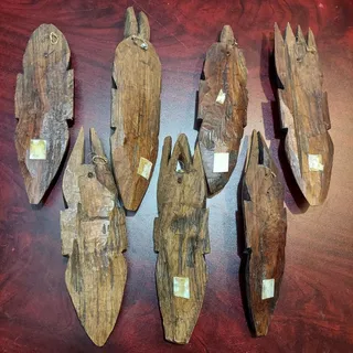 Photo of Hand Carved Wood & Bone 10"-11.5" African Folk Art Masks Set of 7