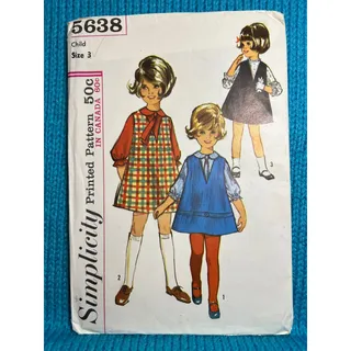 Photo of Simplicity 5638 pattern girls jumper blouse 1960s size 3 