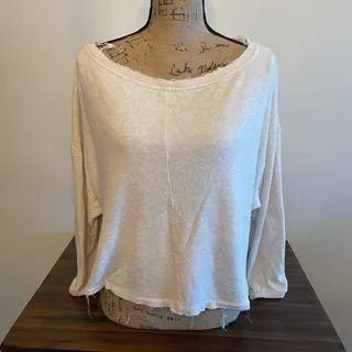 Photo of Free People Cream Colored Sweater w/ Slits on Sides Size Small