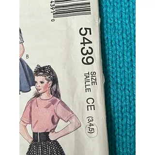 Photo of McCalls 5439 sewing pattern girls tshirt circle skirt scarf headband size 3 4 5 