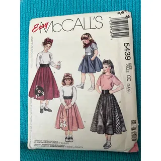 Photo of McCalls 5439 sewing pattern girls tshirt circle skirt scarf headband size 3 4 5 