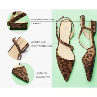 Photo of C.Paravano Women’s Leopard Pointed Toe Slingback Flats Sandals Size 6 New