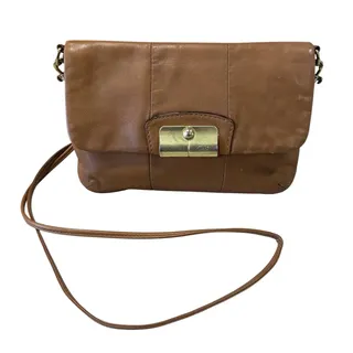 Photo of Vintage Coach Brown Leather Shoulder/ Crossbody Bag Magnetic Button Closure