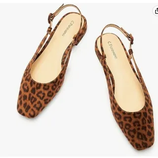 Photo of C.Paravano Women’s Leopard Square Toe Slingback Flats Size 36 US 6 New