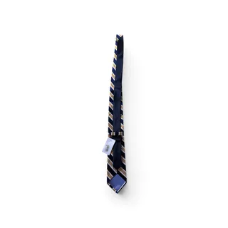 Photo of Tommy Hilfiger Men’s Tie NWT Navy Gold White Striped Necktie 57” Classic