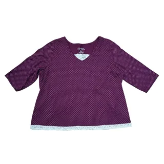 Photo of Cacique Intimates Sleepwear Cotton Pajama Top 22/24 Purple Polka-dot Plus Size