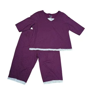 Photo of Cacique Intimates Sleepwear Cotton Pajama Top 22/24 Purple Polka-dot Plus Size