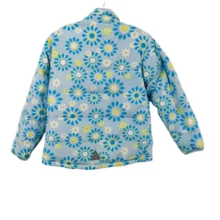 Photo of L.L. Bean Down Reversible Girls Blue Floral Puffer Coat Size Large