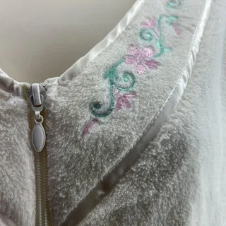 Photo of Vintage Smart Time Cream Plush House Coat Robe Full Zip Womens Size Xlarge