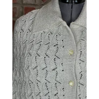 Photo of Sherry Gale crocheted sweater cape gray silver metallic 1950s