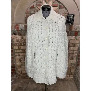 Photo of Sherry Gale crocheted sweater cape gray silver metallic 1950s