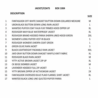 Photo of 17 pc Manifested Resellers Wholesale Box - New Jackets & Coats Mix 24lbs