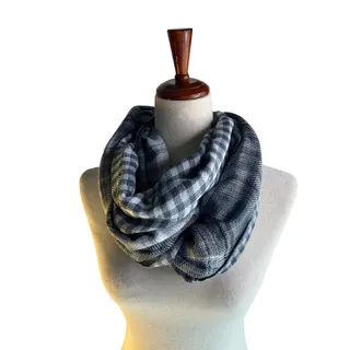 Photo of Black Gray White Plaid Oversized Infinity Scarf Cozy Blanket Style