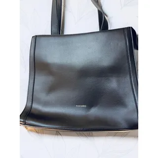 Photo of Pixie Mood Black Vegan Leather Tote Bag Shoulder Purse Work Bag Zip Top