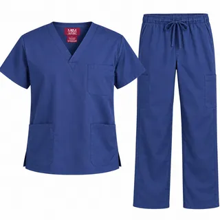 Photo of M&M Men's Scrubs Uniform Comfortable Fit Workwear Pocket Top and Pants Size L